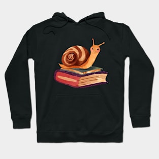 Funny Smiling Snail and Books Hoodie